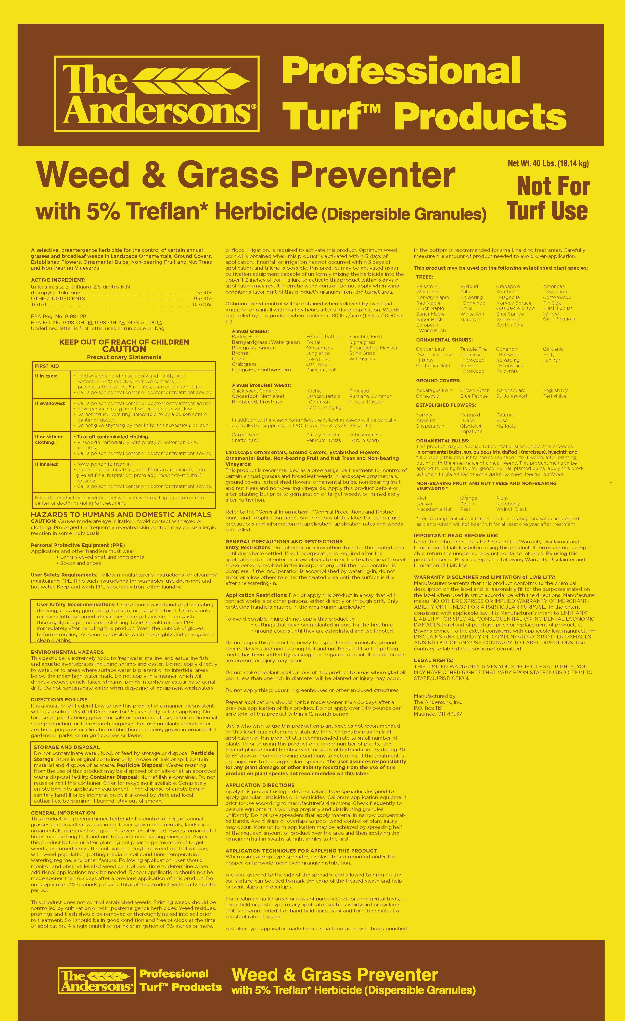 Treflan 5% with DG Pro® 150 - 40 lb bag - Herbicides
